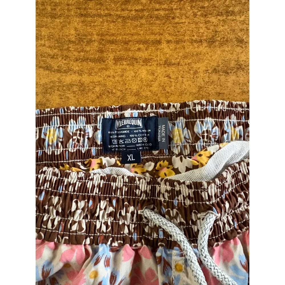 Vilebrequin Moorea‎ Floral Swim Trunks XL Brown Pink Blue Mens Shorts